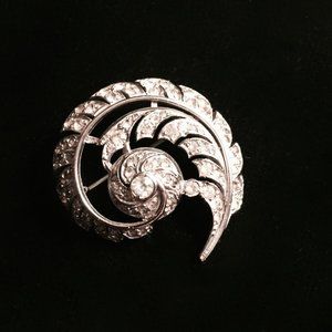European Sterling Feather Brooch
